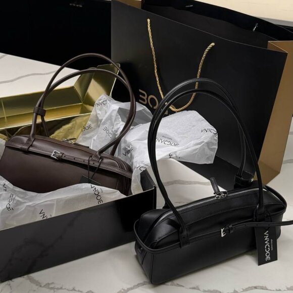 NOIR CLASSIQUE – Genuine Leather Shoulder Bag - Picture 1 of 16